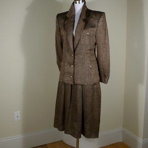 VINTAGE Calvin Klein Pinstipe Burgundy and Taupe LINEN summer suit 8